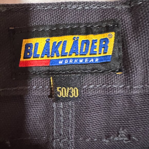 Blaklader Work Pants Men’s 50x30 Gray Blue Workwear Double Knee Cargo Loose Plus - Picture 5 of 16
